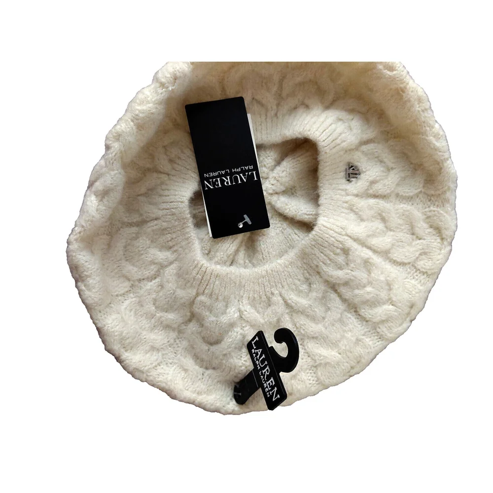 Lauren Ralph Lauren Ivory Cream Cable Knit Hat Sz One Size NWT
